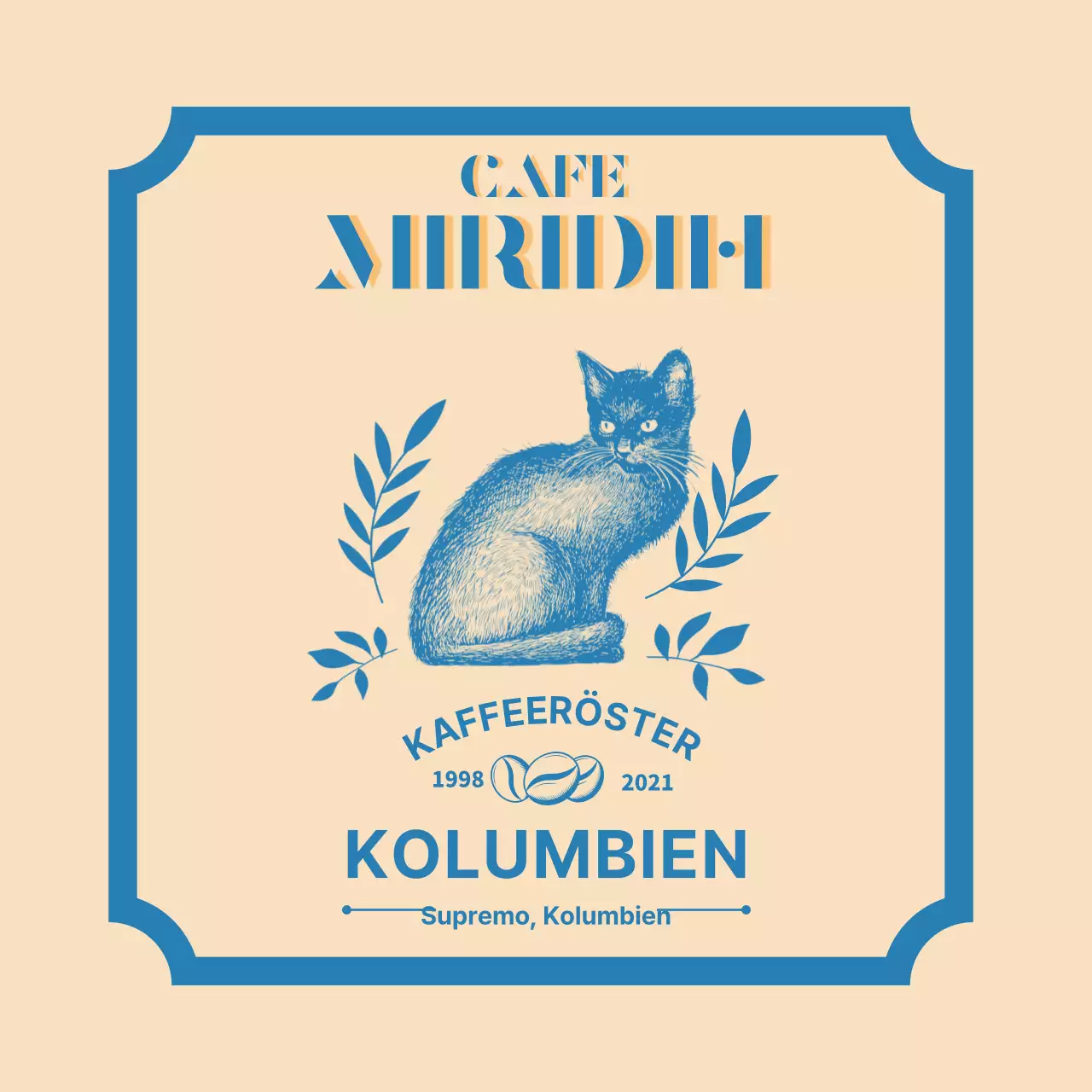 Ein Führer zu Kaffeemarken und -bohnen mit beige-blauem typografischem Design2