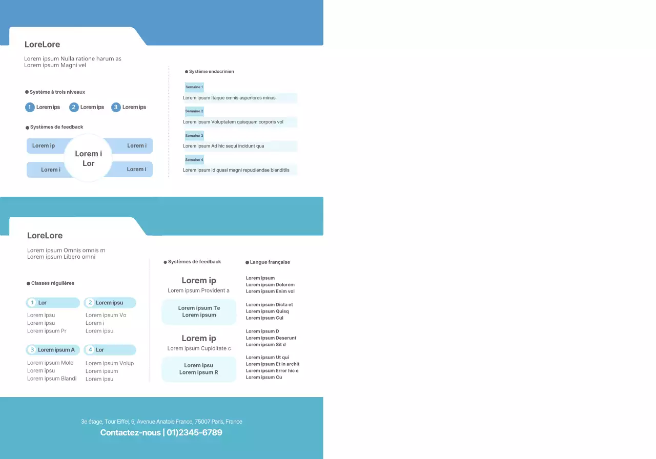 Texte et images simples en bleu clair pour promouvoir l'académie Lizian School.