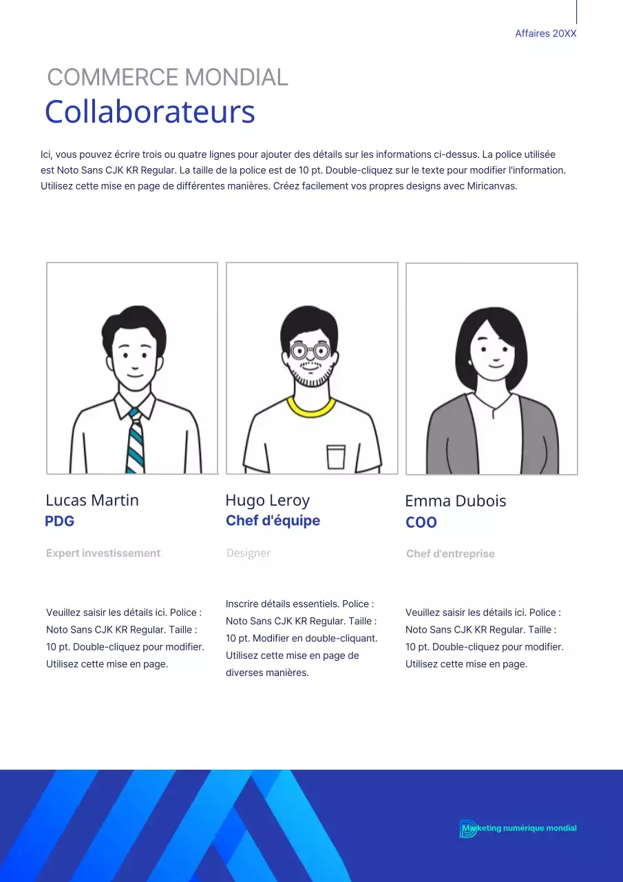 Thème Blue Business Global About Us (Document d'entreprise vertical)