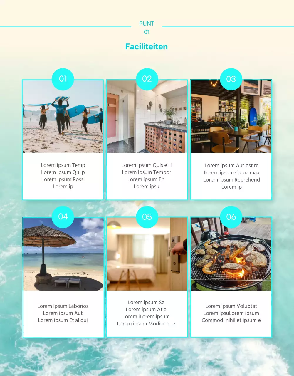 Mintkleurige, verfrissende surfpagina