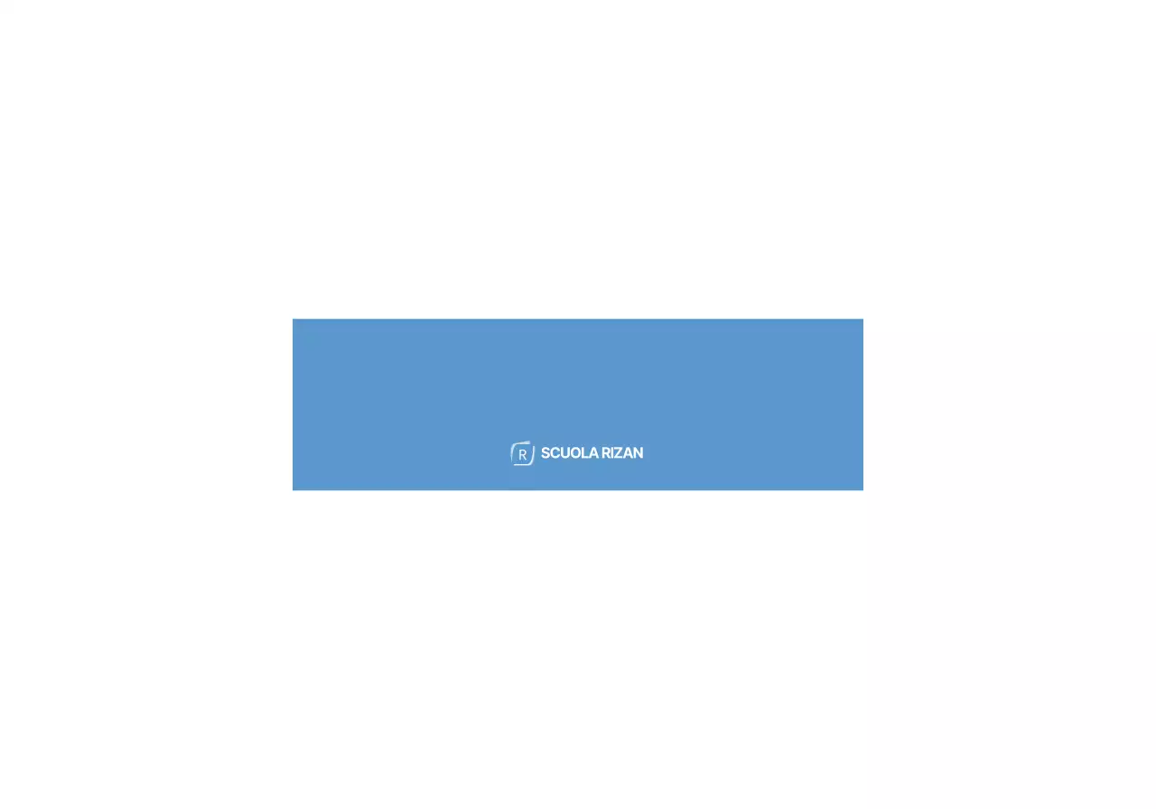 Testo e immagini semplici di colore azzurro per promuovere l'accademia Lizian School.