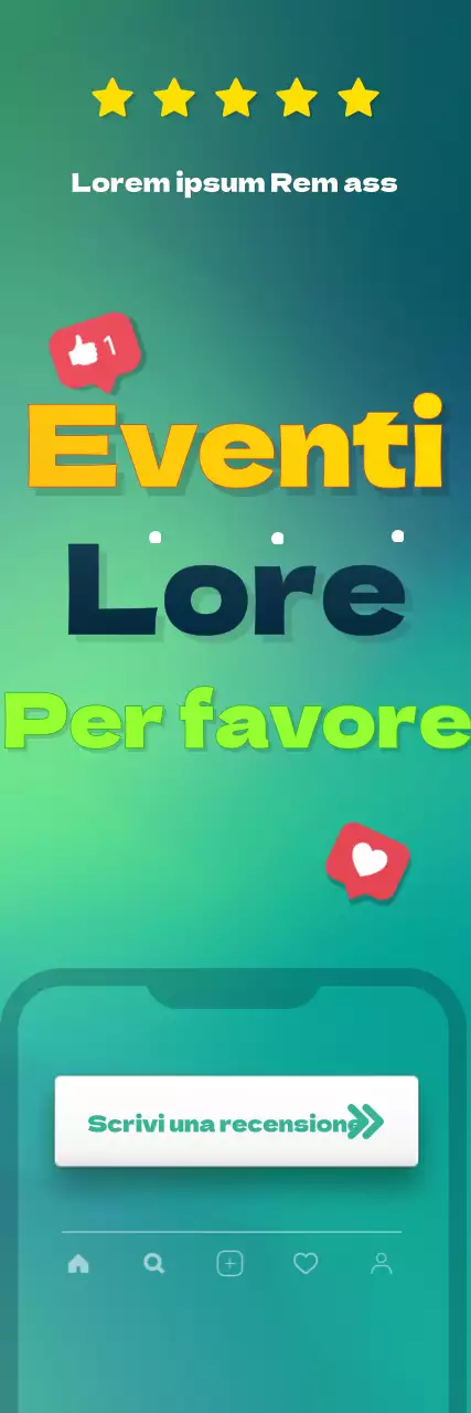 Banner di promozione di un evento rettangolo verticale con un titolo fresco verde e giallo