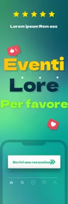 Banner di promozione di un evento rettangolo verticale con un titolo fresco verde e giallo