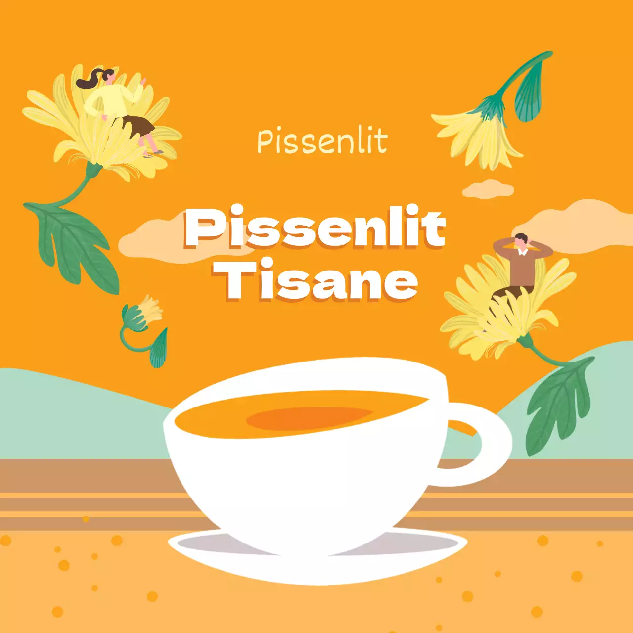 Illustration jaune Étiquette d'emballage de tisane mignonne pour aliments