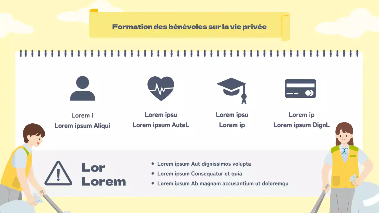 Documents à l'intention des volontaires dans des tons jaunes chauds