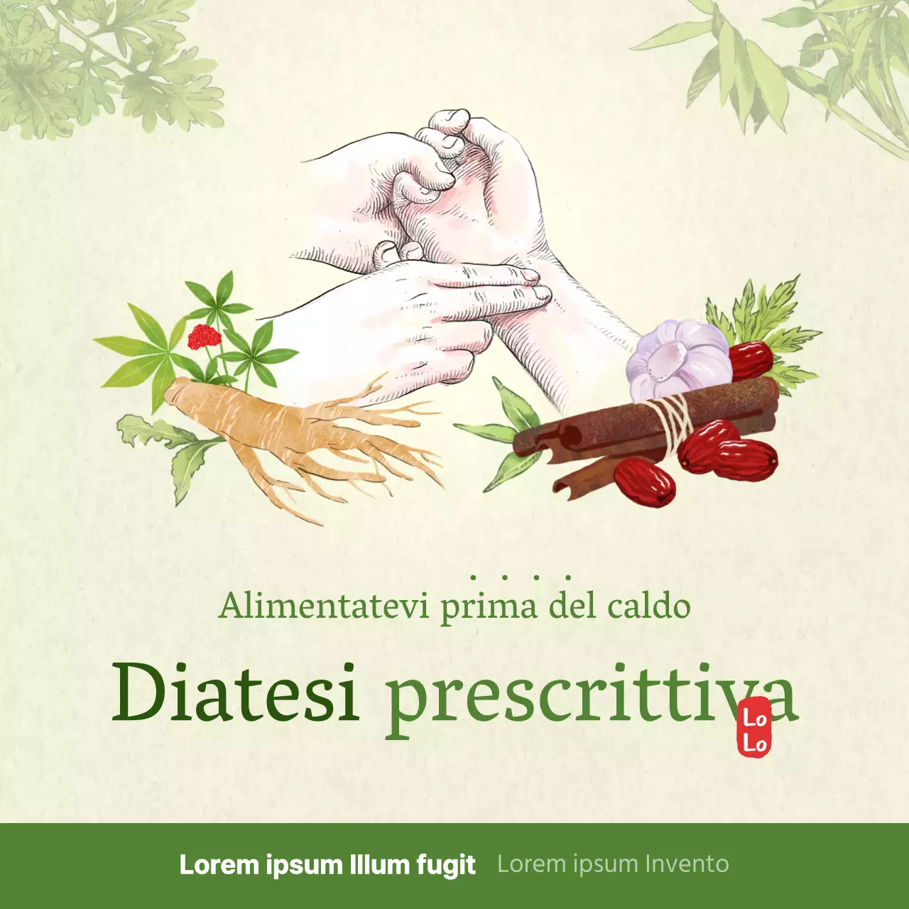Tema promozionale per una clinica coreana con un concetto di disegno a mano colorato di artemisia