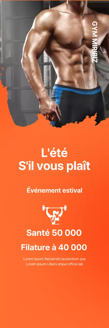 Bannière promotionnelle pour l'ouverture d'un gymnase sur fond orange