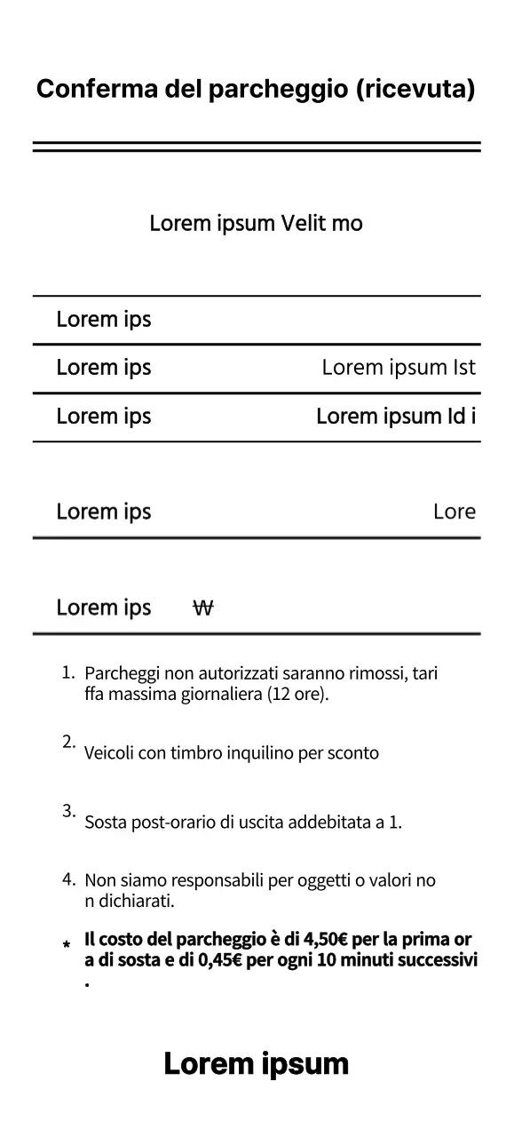 Modelli di convalida del parcheggio e di ricevuta puliti ed eleganti