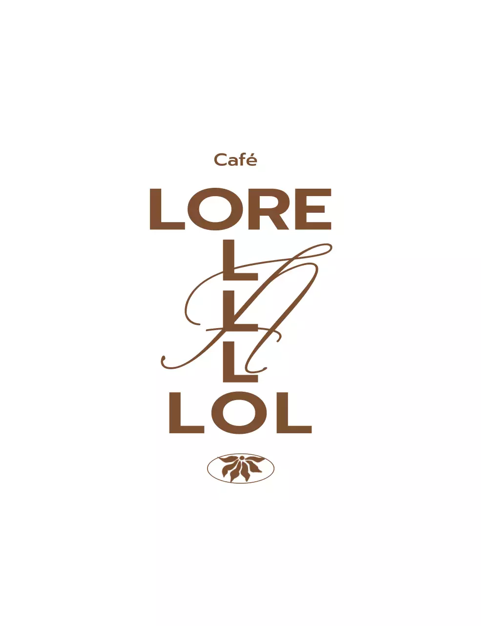 Articles de café et articles promotionnels avec le logo du café et le nom de l'entreprise en marron.