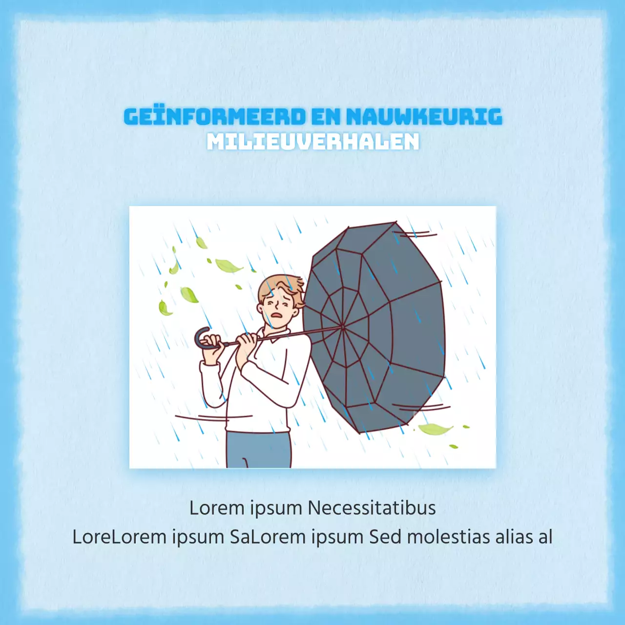 Een eenvoudig en schattig concept in blauw voor de klimaatinformatiepost