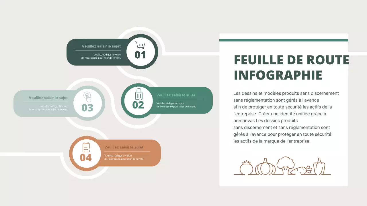 Feuille de route en vert et en brun Diagramme de la feuille de route