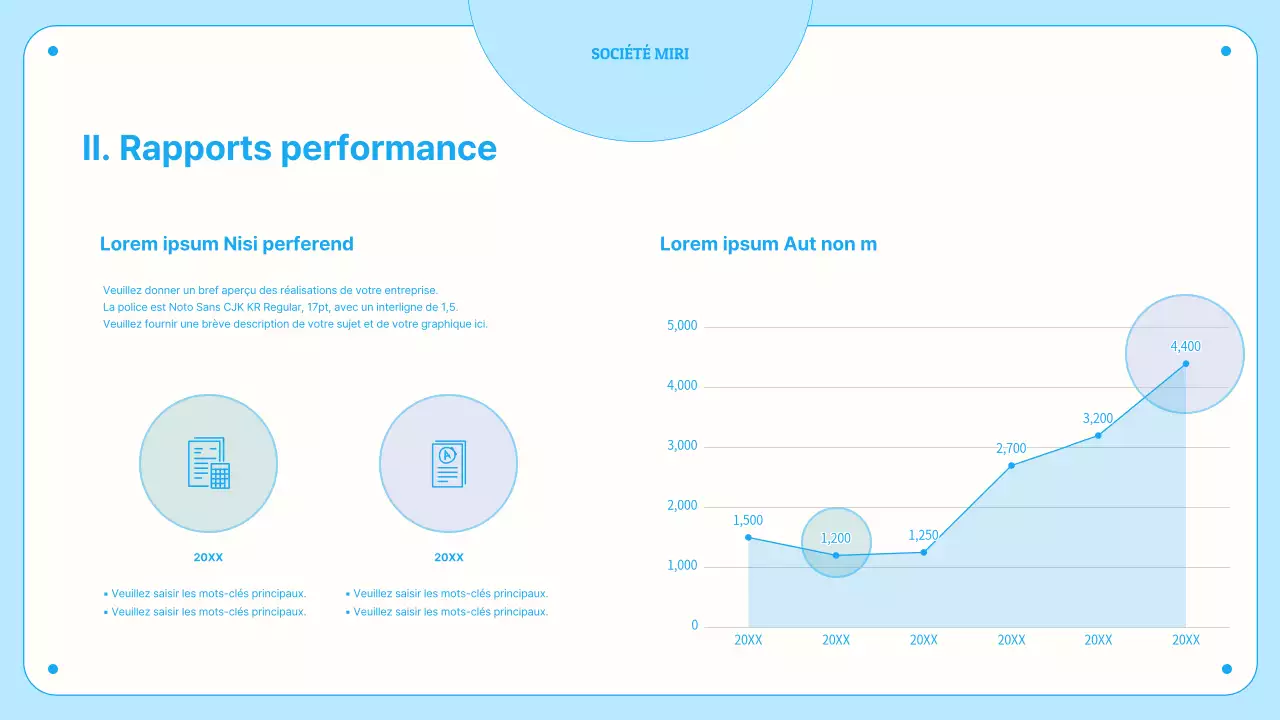 Graphiques et infographies avec des cercles dans des tons bleus pastel
