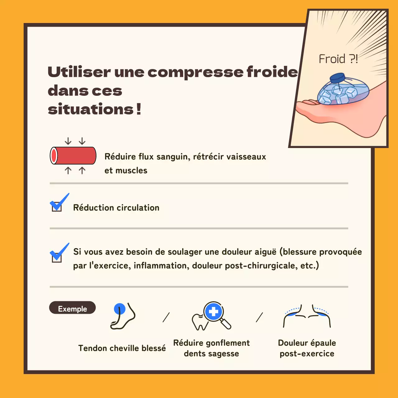 Des cataplasmes contextualisés avec un concept de bande dessinée jaune et marron