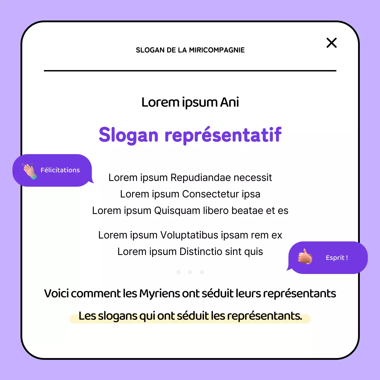 Le slogan violet et jaune vainqueur de notre concours interne