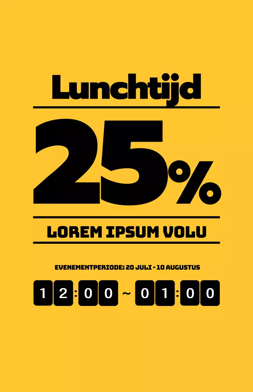 Promoot lunchaanbiedingen met contrasterende zwarte tekst op een gele achtergrond