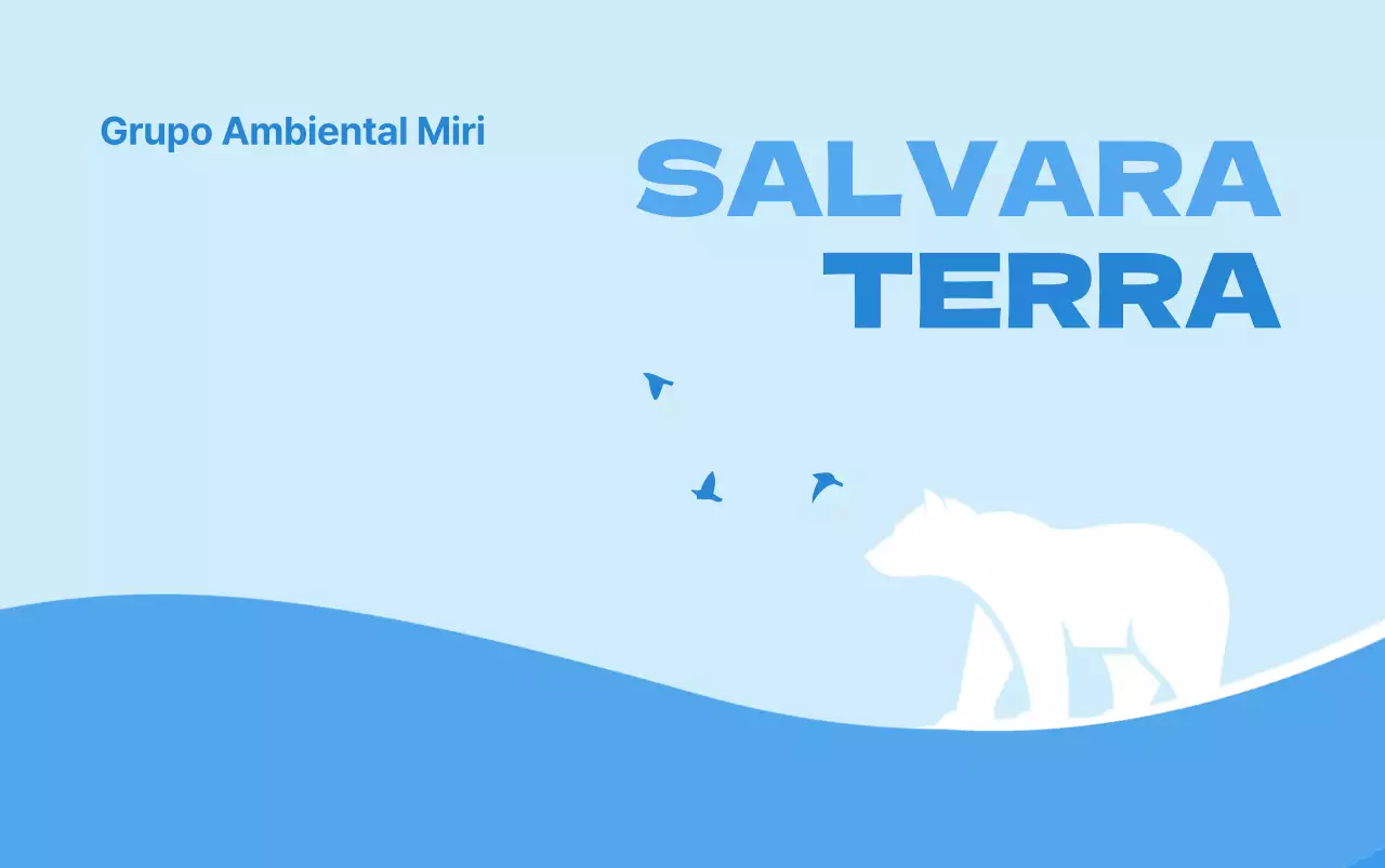 Um conceito simples para uma organização ambiental com uma ilustração de um urso polar em azul claro e azul.