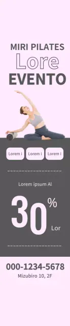 Pilates Open Event Windbanner con cuadrados grises sobre fondo rosa