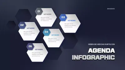 Sechseckige Tagesordnung in Weiß und Marineblau