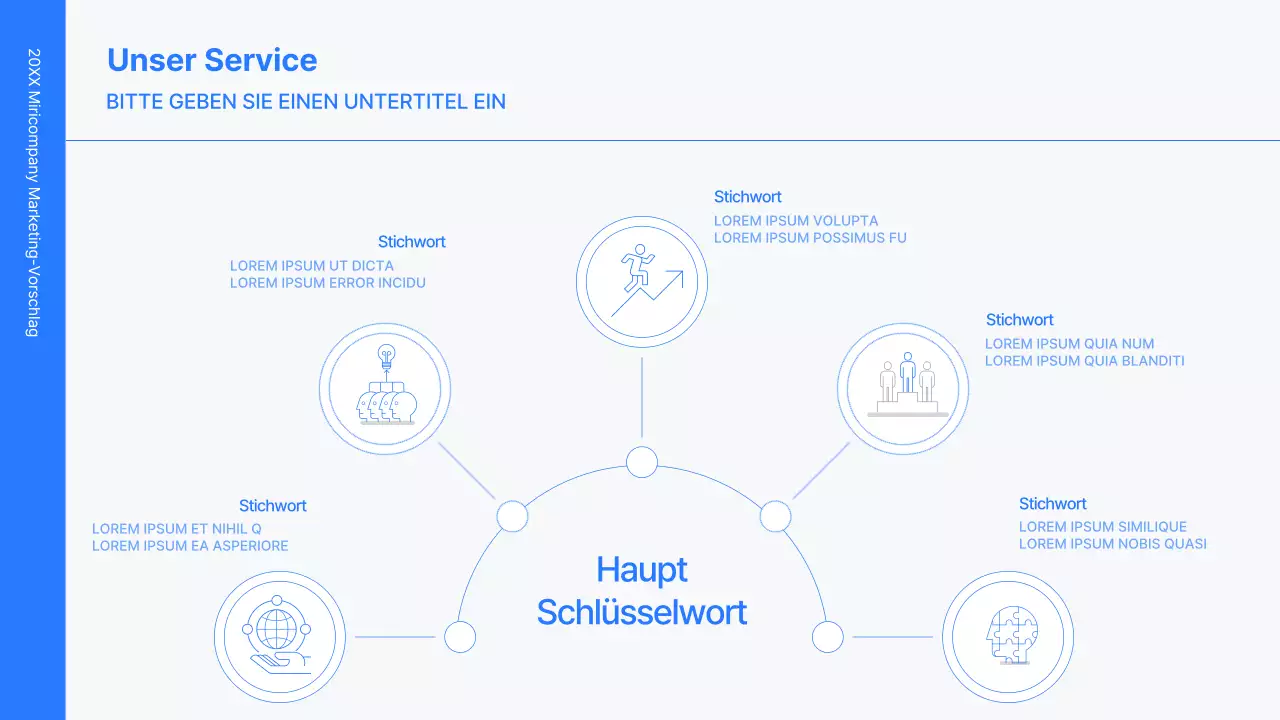 Business-Konzept-Kit mit blauen, minimalistischen und einfachen Linien