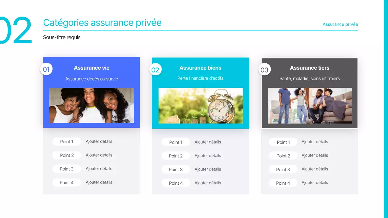 Une présentation simple de l'assurance en bleu et bleu clair