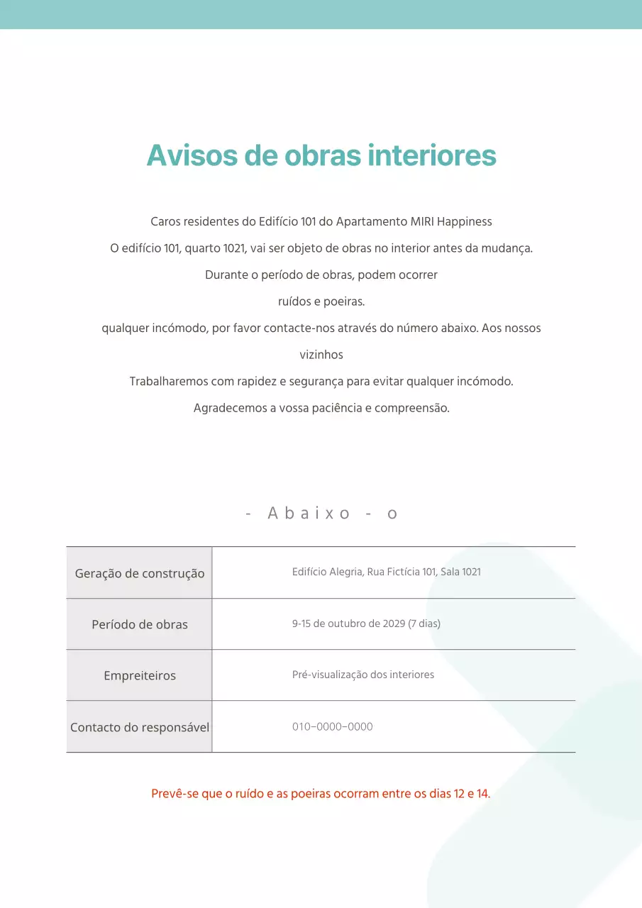 Um folheto de apartamento simples, cor de menta