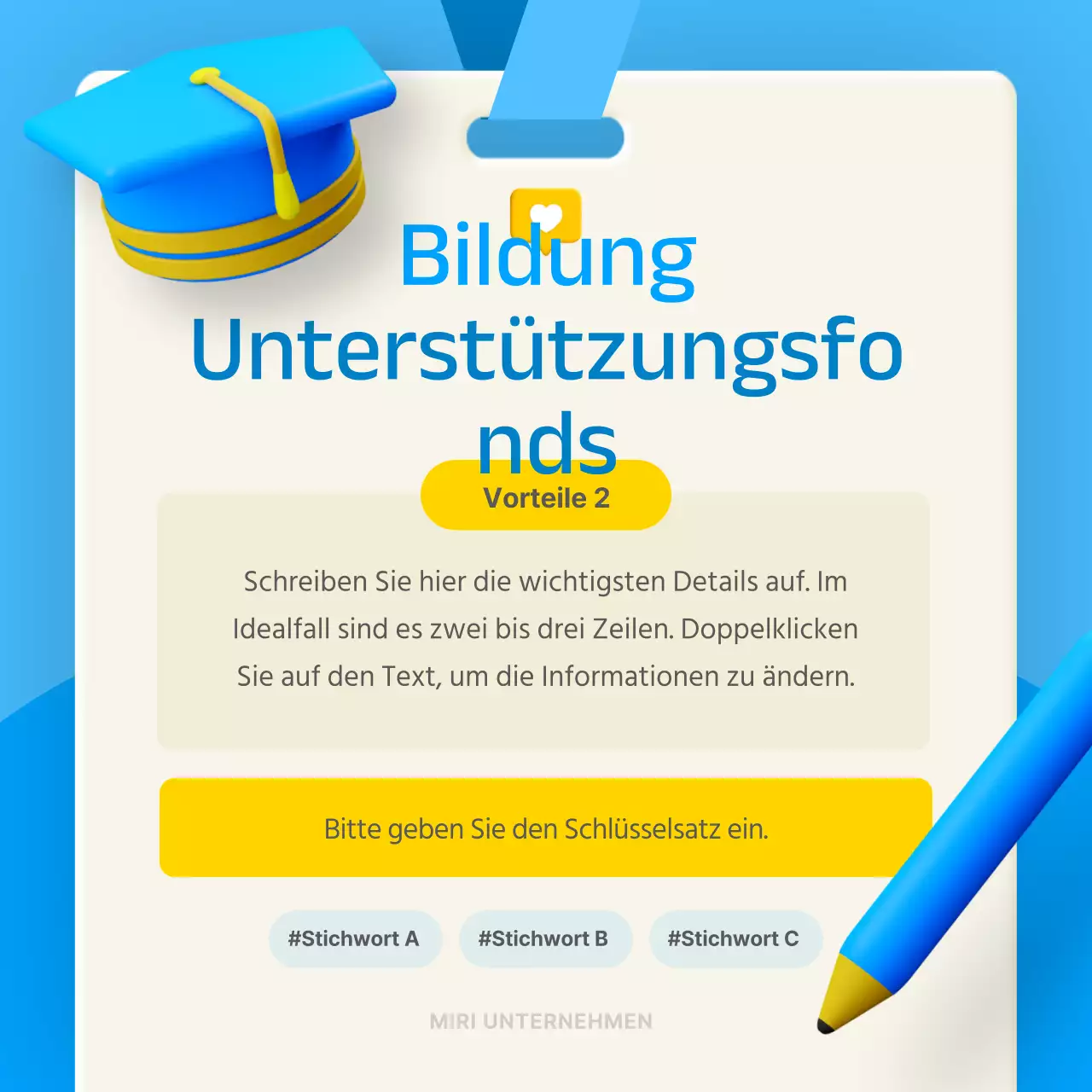 Stereoskopisches 3D-Konzept in Blau und Gelb zur Einführung von innerbetrieblichem Wohlbefinden