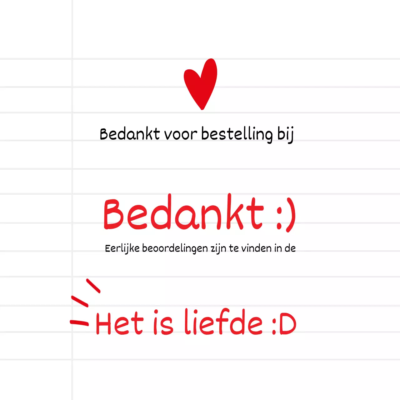 Bedankbericht voor levering