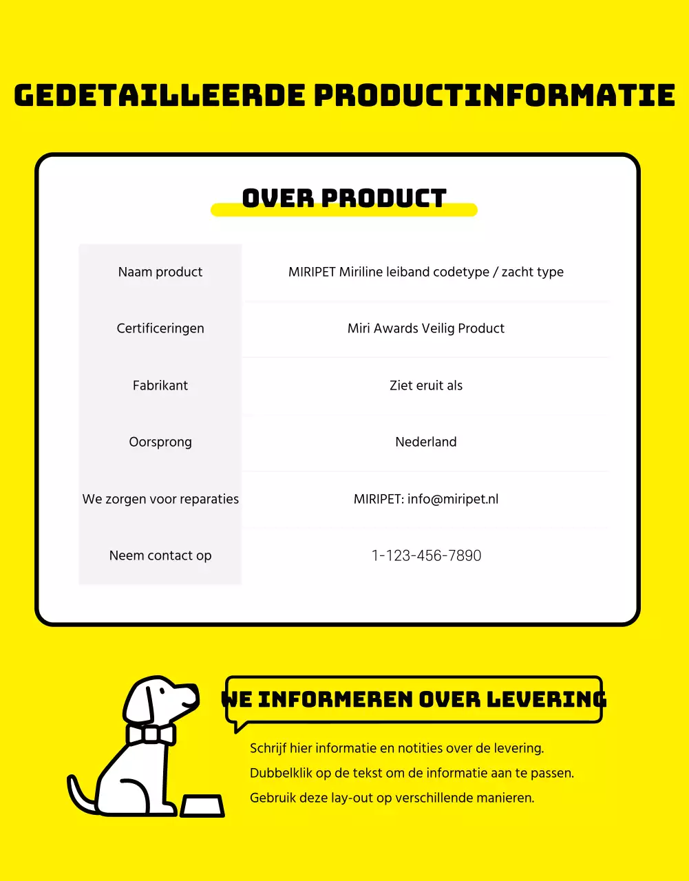 Pagina met huisdiergegevens