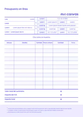 Blue online quote pre-canvas business document templates