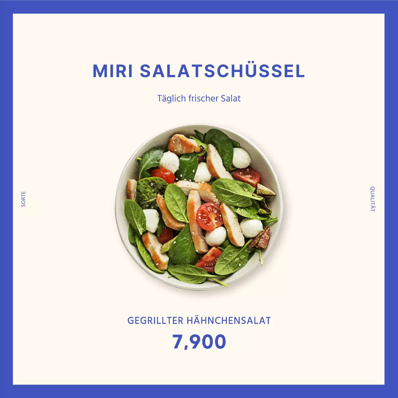 Blaue Salatquadrate