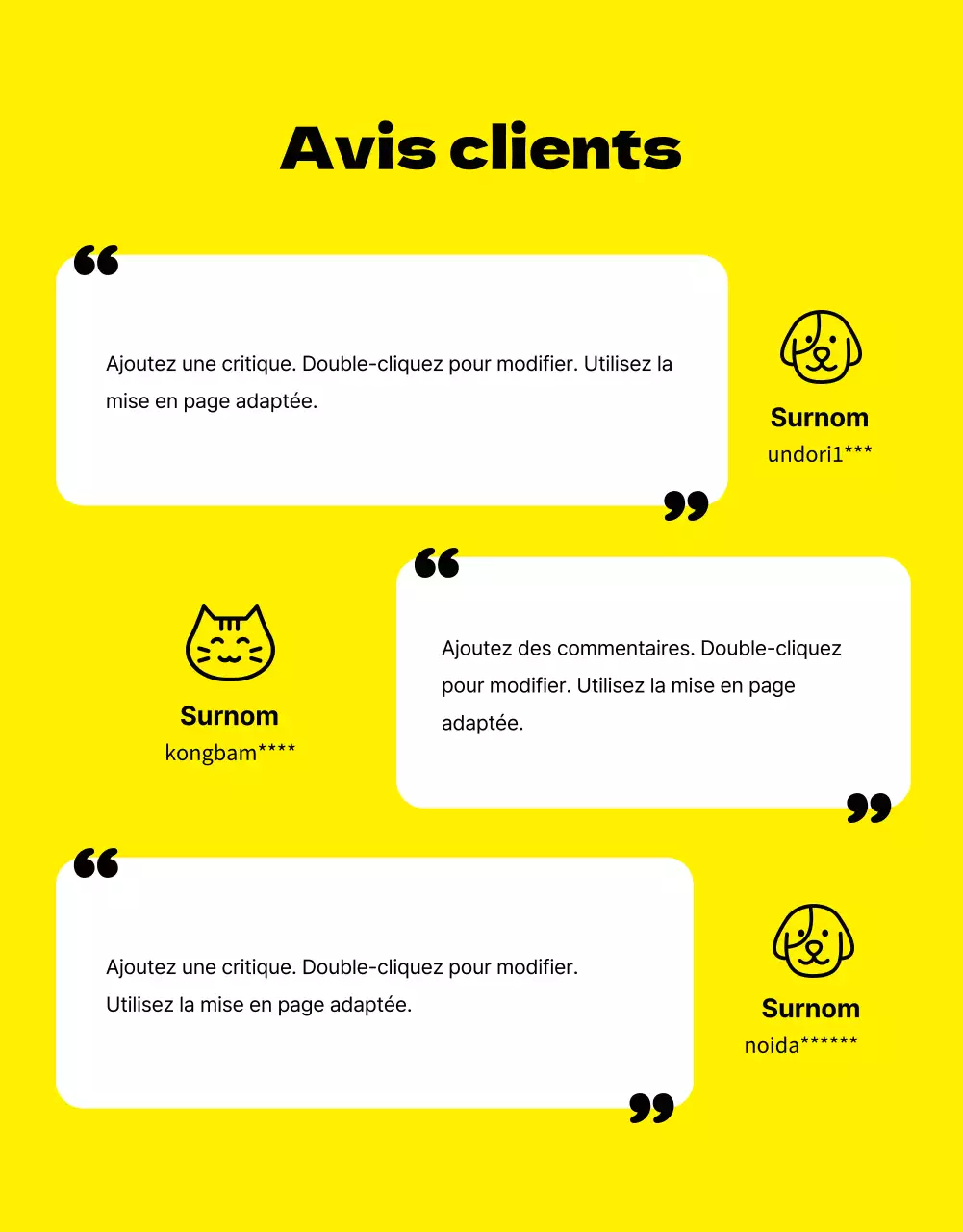 Page d'information sur les animaux de compagnie