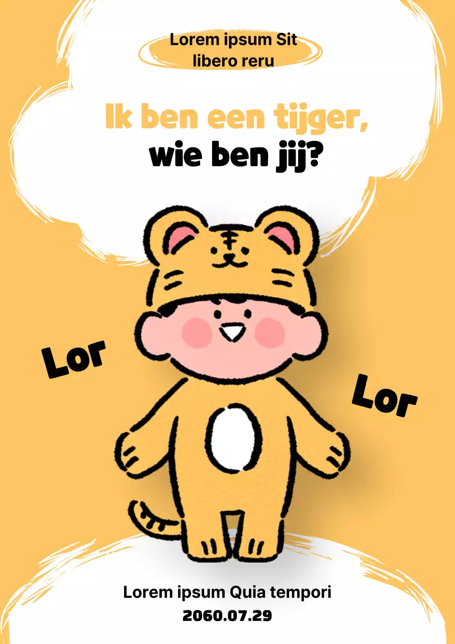 Promoot Internationale Tijgerdag met een schattige gele tijger