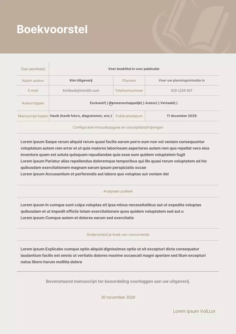 Bruin en Beige Boek Prospectus