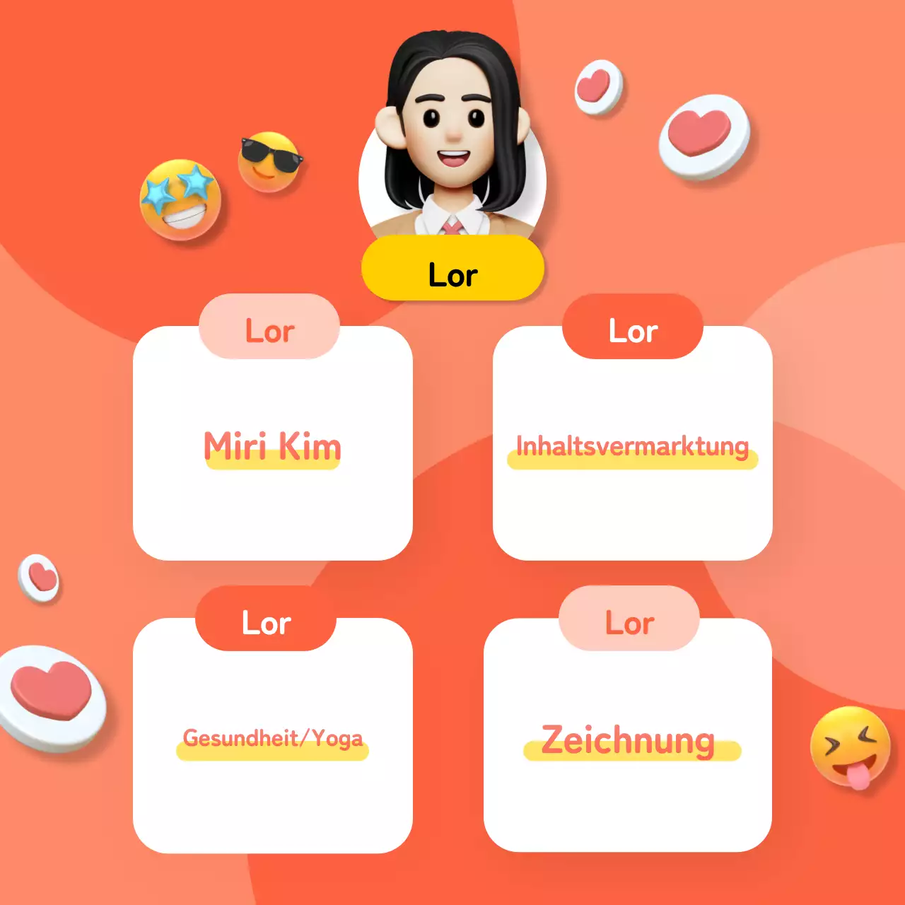 Orange- und korallenfarbenes 3D-SymbolInstagram-Bio-Inhalt