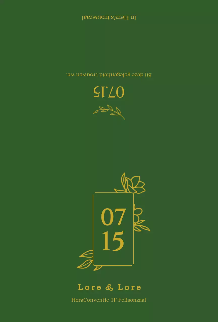 Luxueuze huwelijksuitnodigingen in donkergroen en goudfolie