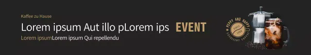 Schwarzes und braunes Veranstaltungsbanner zum Thema Kaffee