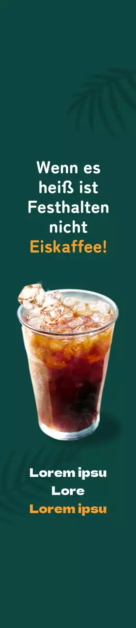 Iced Americano Cafe Veranstaltung mit Palme Schatten auf grünem Hintergrund