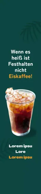 Iced Americano Cafe Veranstaltung mit Palme Schatten auf grünem Hintergrund