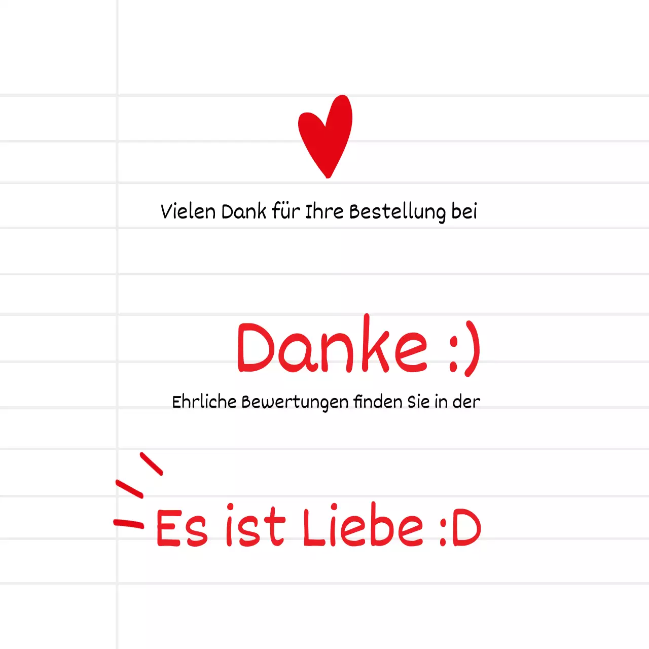 Dankesnachricht für die Lieferung