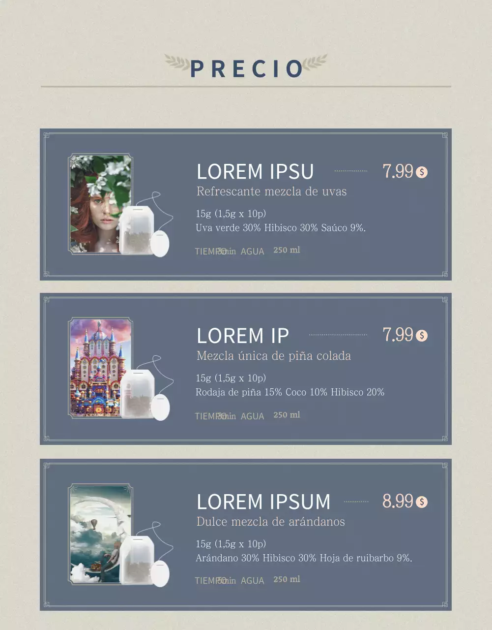 Detalles del té mezclado