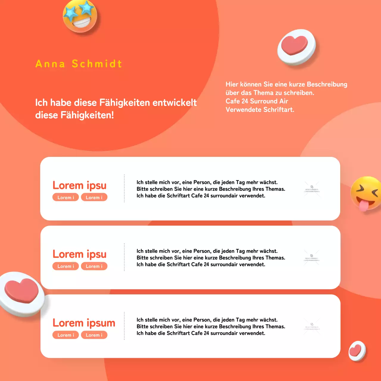 Orange- und korallenfarbenes 3D-SymbolInstagram-Bio-Inhalt