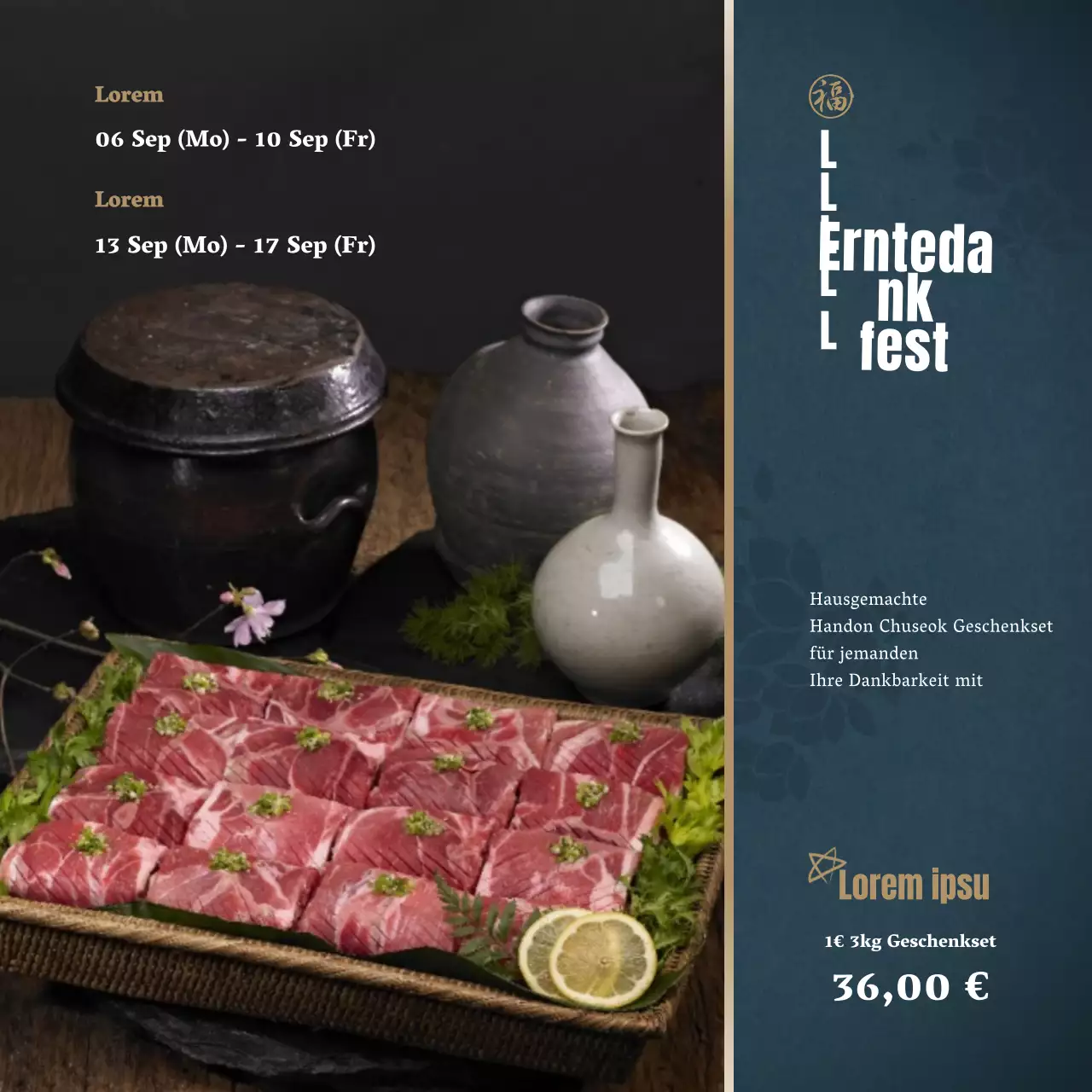 Navy Gold Koreanisch Geldgeschenk Quadratisches Banner