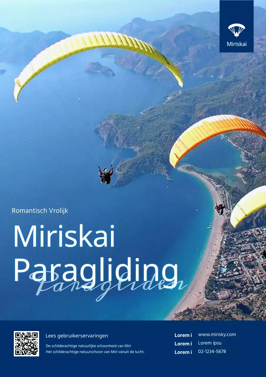 Marineblauwe Poster voor Vrijetijdssporten Paragliding
