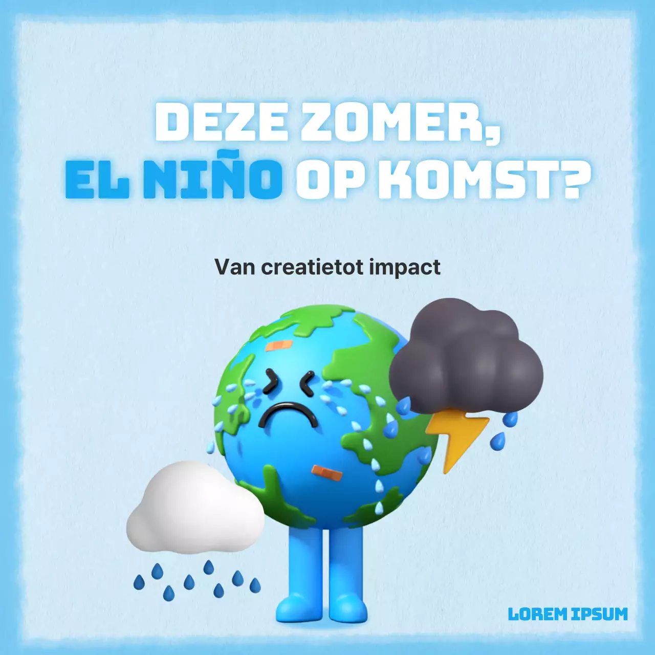 Een eenvoudig en schattig concept in blauw voor de klimaatinformatiepost