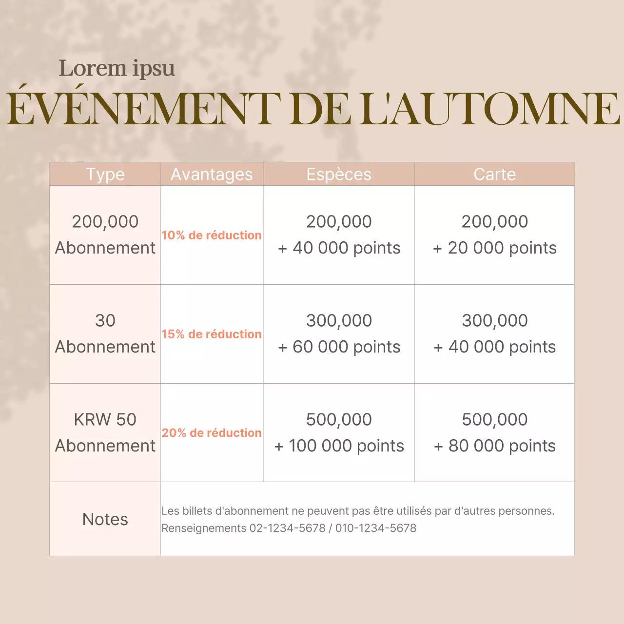 Pink Beige Calm Beauty Shop Adhésion d'automne