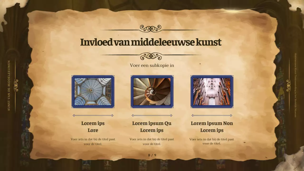 Middeleeuwse kunst ingelijst in bruin voor een stijlvolle look in promotiemateriaal