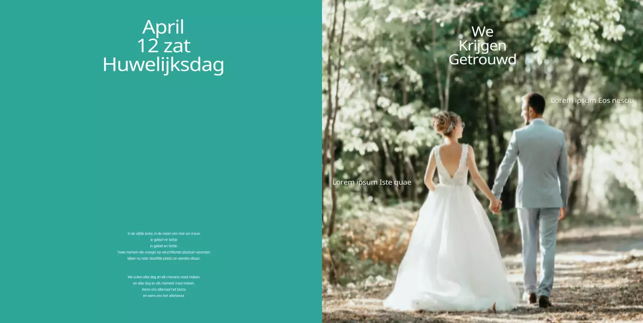 Schone huwelijksuitnodiging in monochroom groen