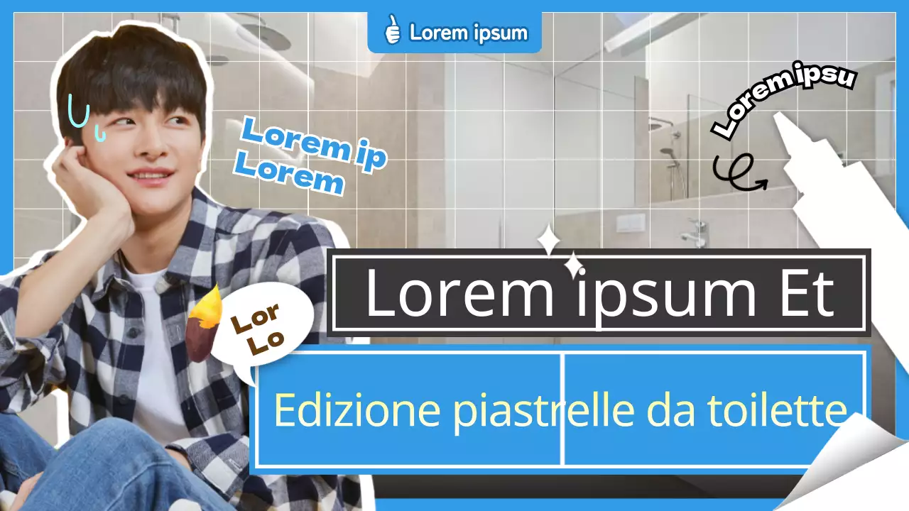 Miniature di YouTube centrate su immagini blu con un'atmosfera da toilette