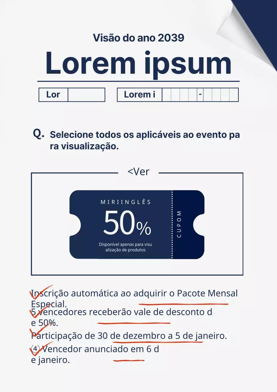 Evento de desconto com um tema de papel de exame azul-marinho