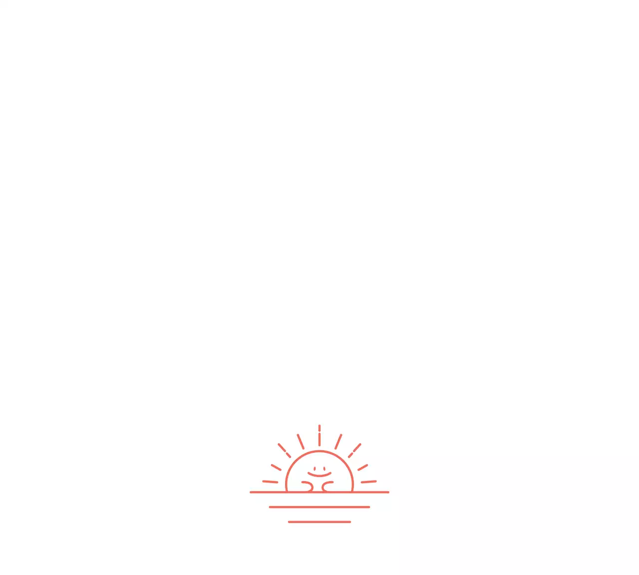 赤のシンプルな英語のテキストとシンプルなおひさまのイラストが描かれたグッズ。